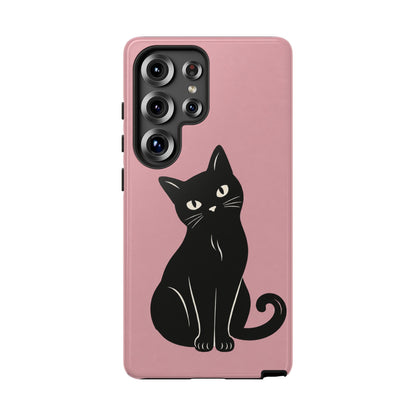 Minimalist Blush Pink & Black Cat Phone Case