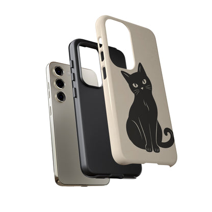 Minimalist Cream & Black Cat Phone Case