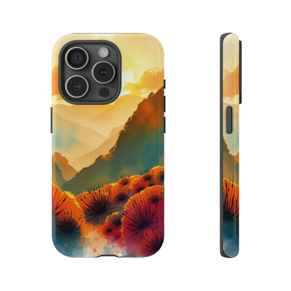 iPhone 15 Pro / Glossy Phone Case - Ideallic Watercolour Sunset Design Phone Case