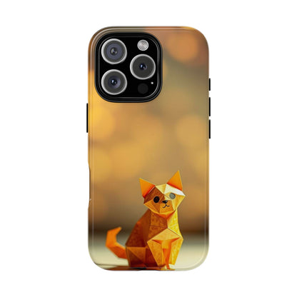 iPhone 16 Pro / Glossy Phone Case - Origami Cat Design Phone Case