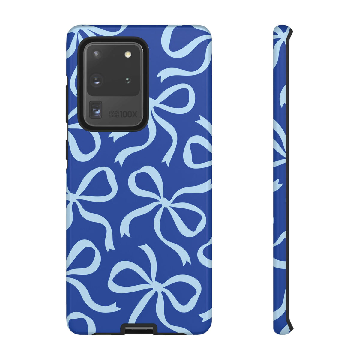 Bold Cobalt Blue and Powder Blue Bow Pattern Phone Case