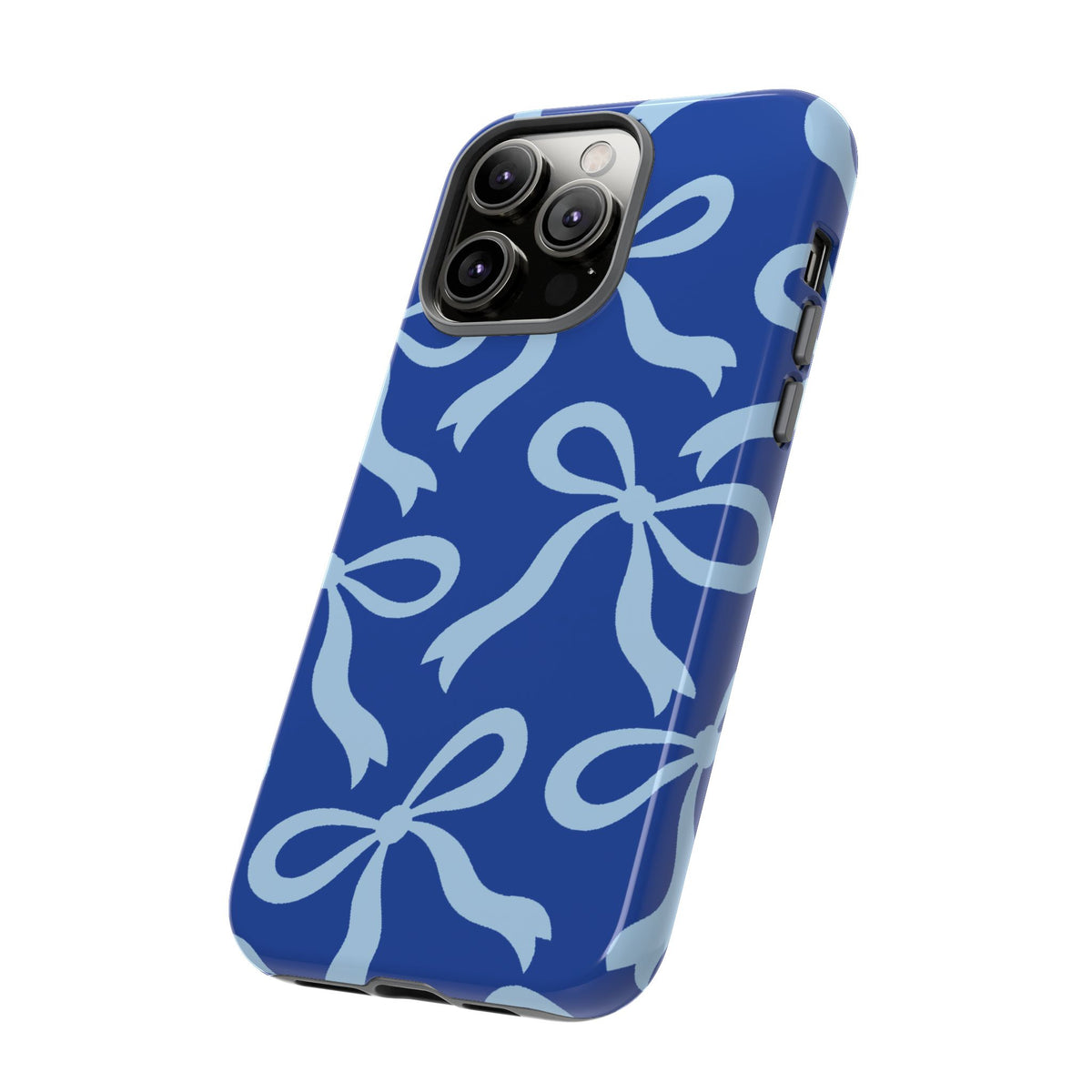 Bold Cobalt Blue and Powder Blue Bow Pattern Phone Case - Blue Phone Case