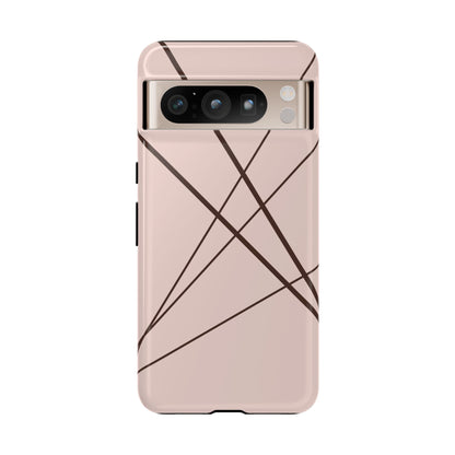 Abstract Pink with Brown Lines Phone Case - Pink Phone Case - Google Pixel 8 Pro / Glossy