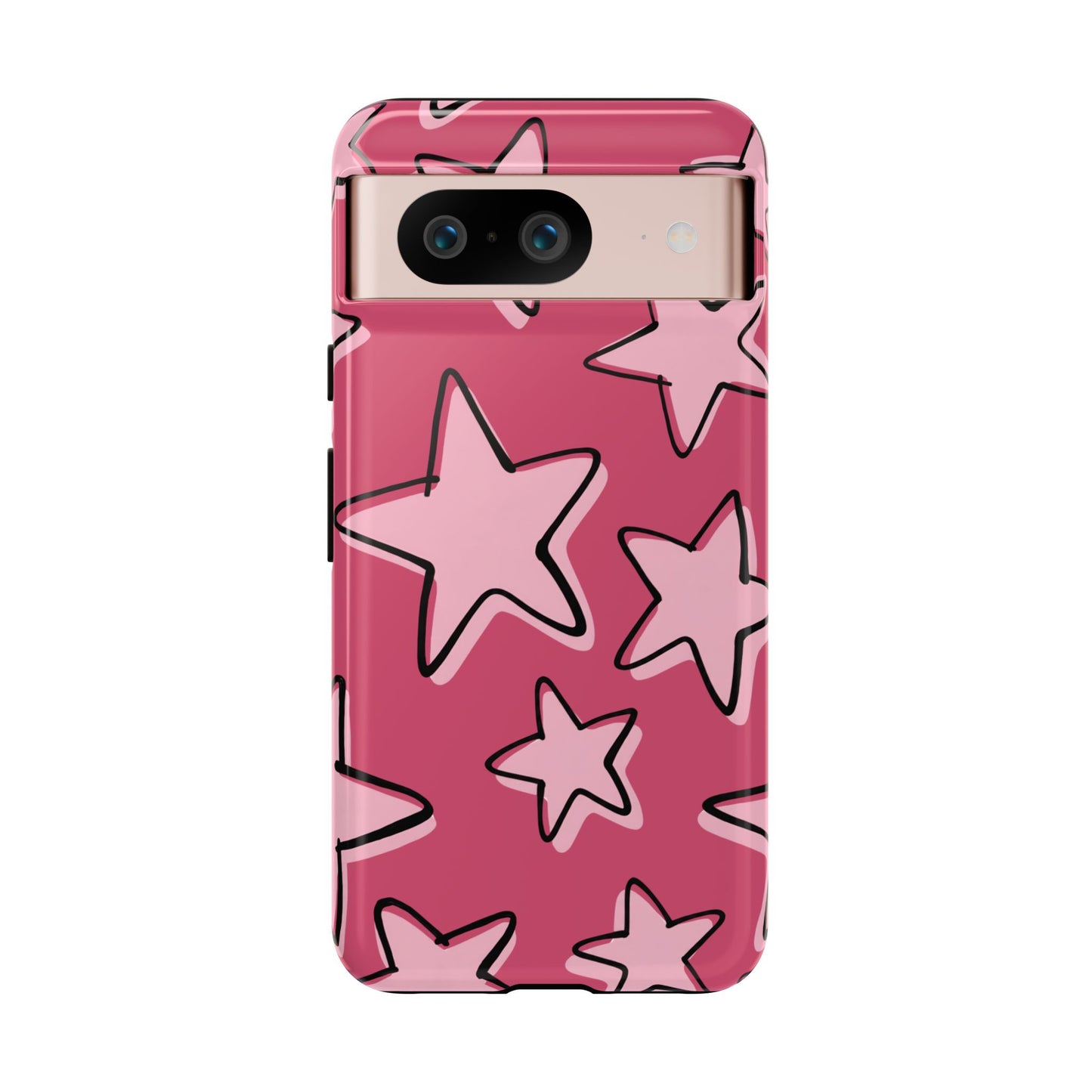Raspberry Pink Doodle Star Phone Case