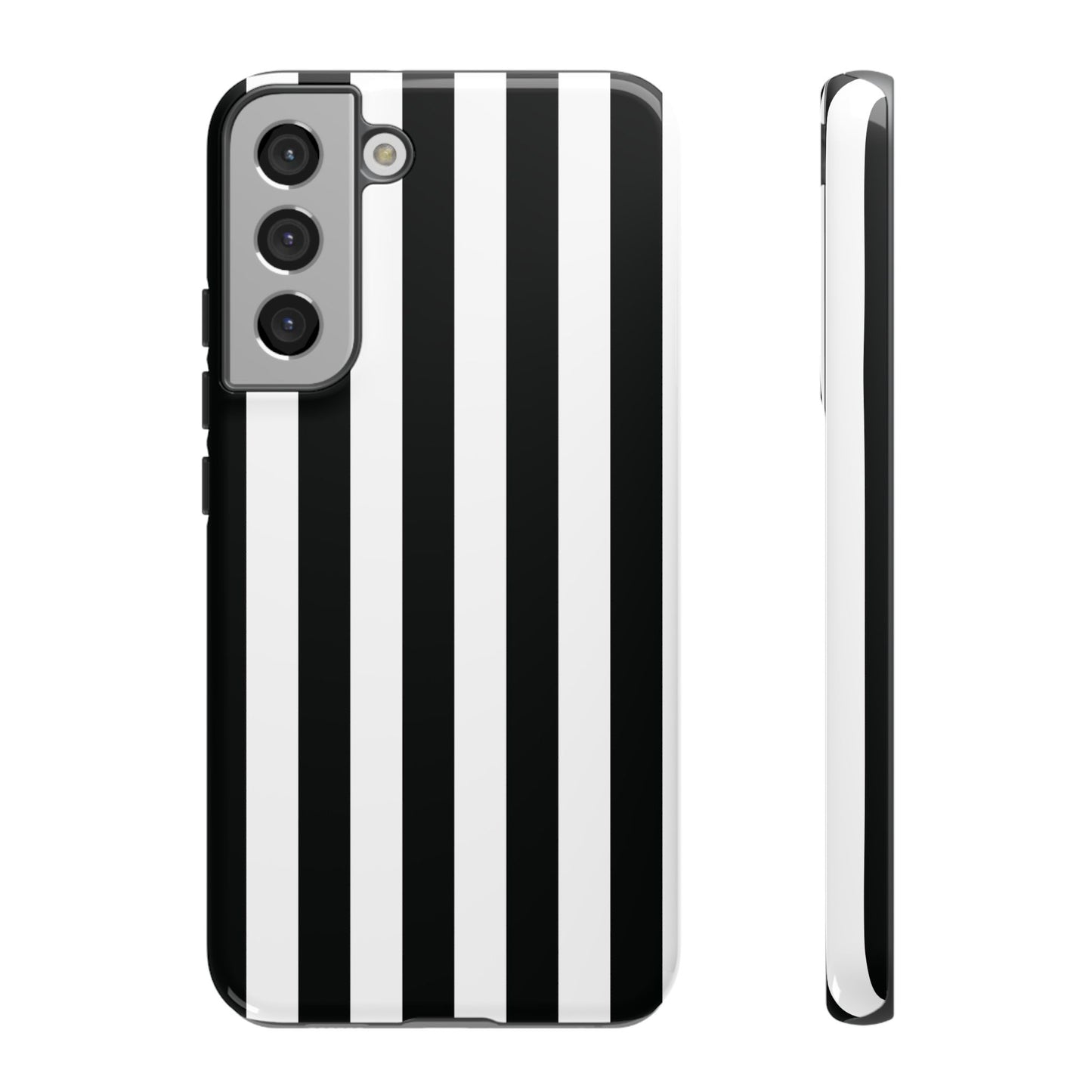 Samsung Galaxy S22 Plus / Glossy Phone Case - Simple Black & White Stripe Pattern Phone Case