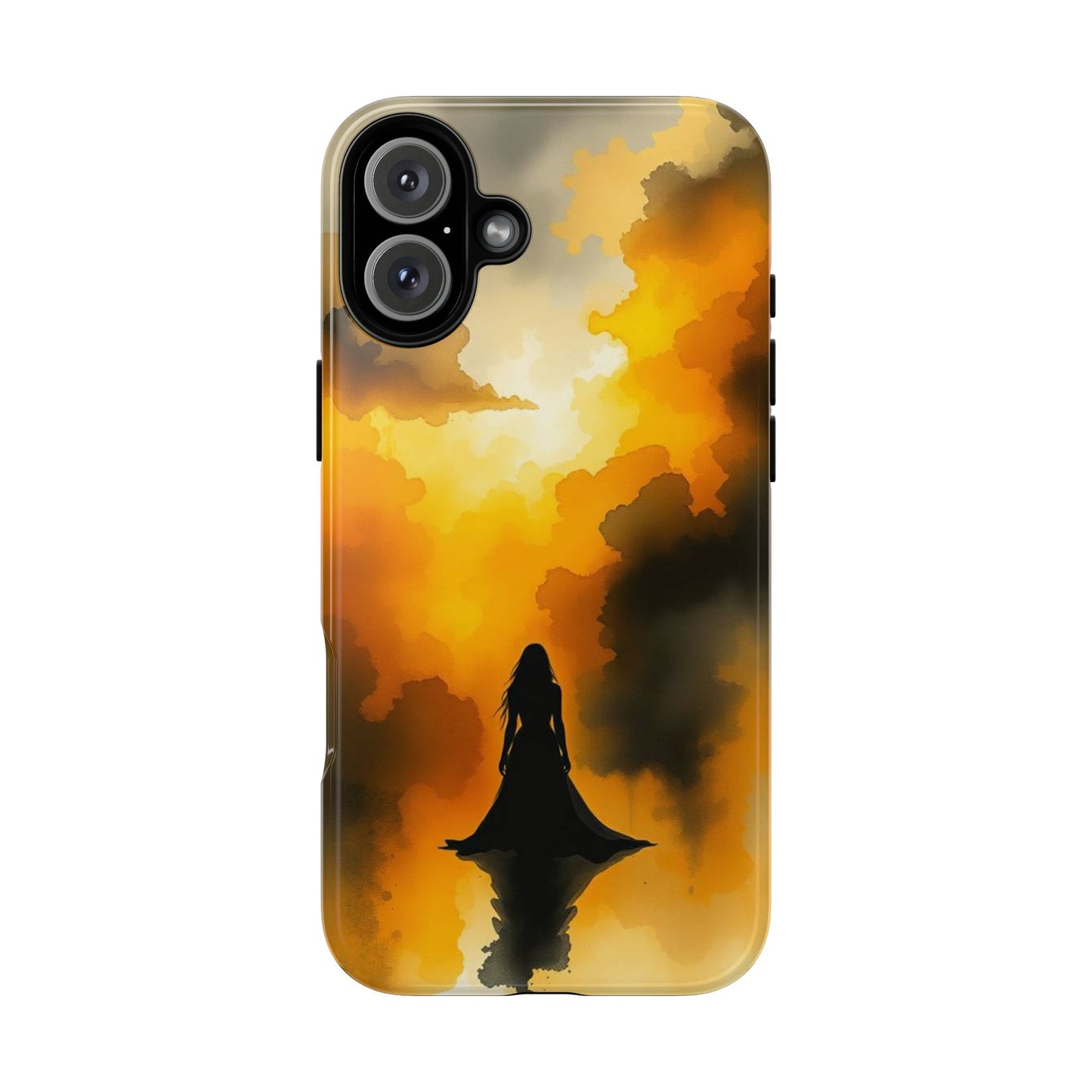 iPhone 16 Plus / Glossy Phone Case - Watercolour Gothic Woman in Black Phone Case