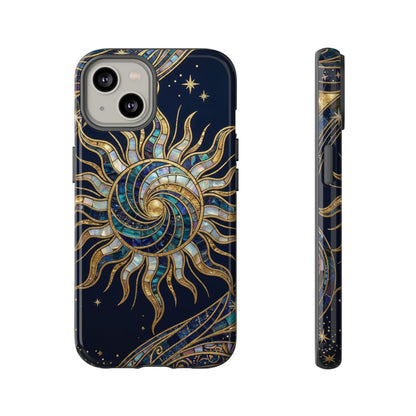 Elegant Navy & Gold Solar Spiral Phone Case