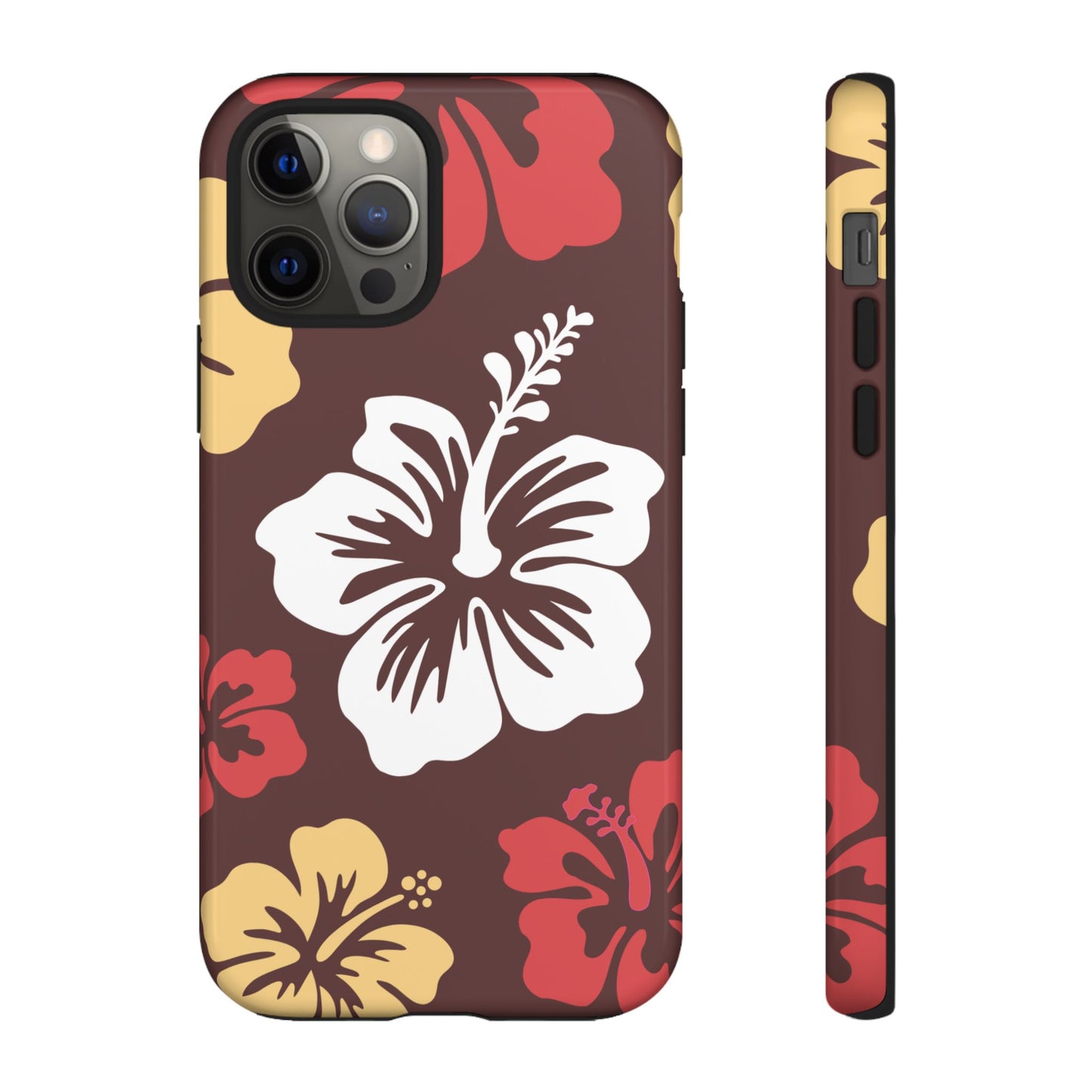 iPhone 12 Pro / Glossy Phone Case - ’Hibiscus Retro Pattern #2’ Phone Case