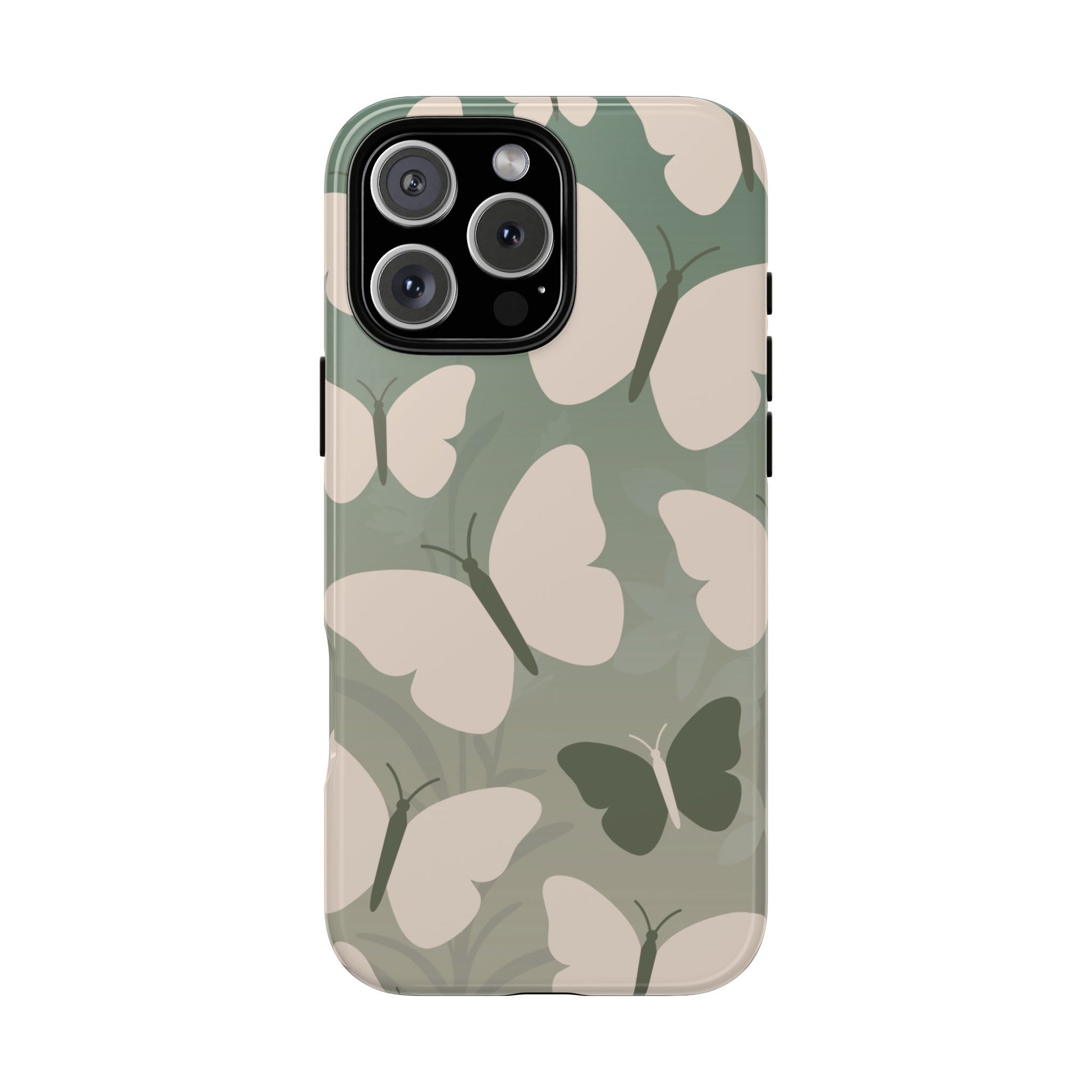 Minimalist Light Green Butterfly Pattern Phone Case - Green Phone Case - iPhone 16 Pro Max / Glossy