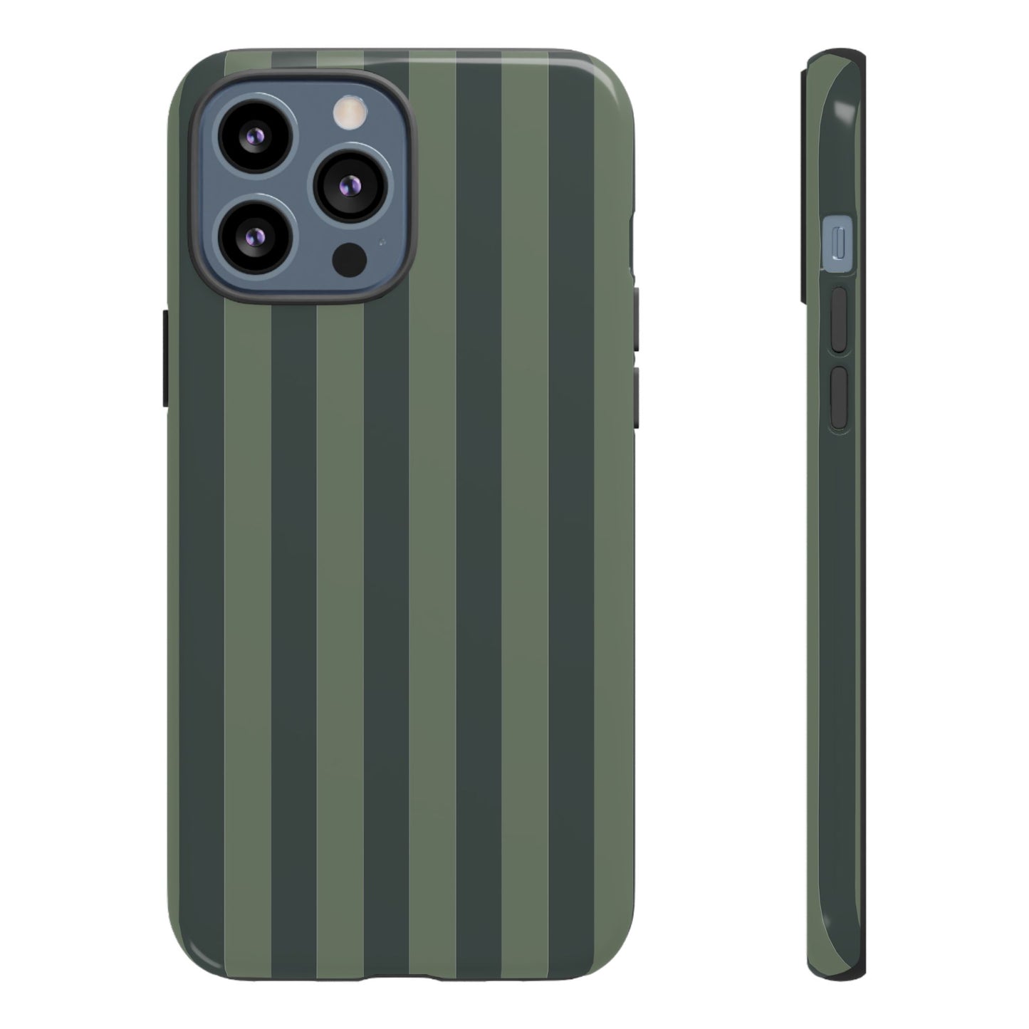 iPhone 13 Pro Max / Glossy Phone Case - ’Dark Green Stripe Pattern’ Phone Case