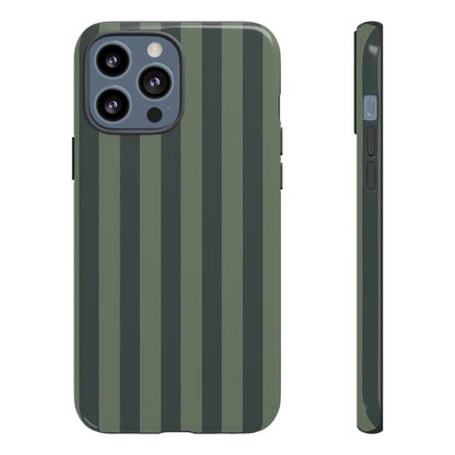 iPhone 13 Pro Max / Glossy Phone Case - ’Dark Green Stripe Pattern’ Phone Case