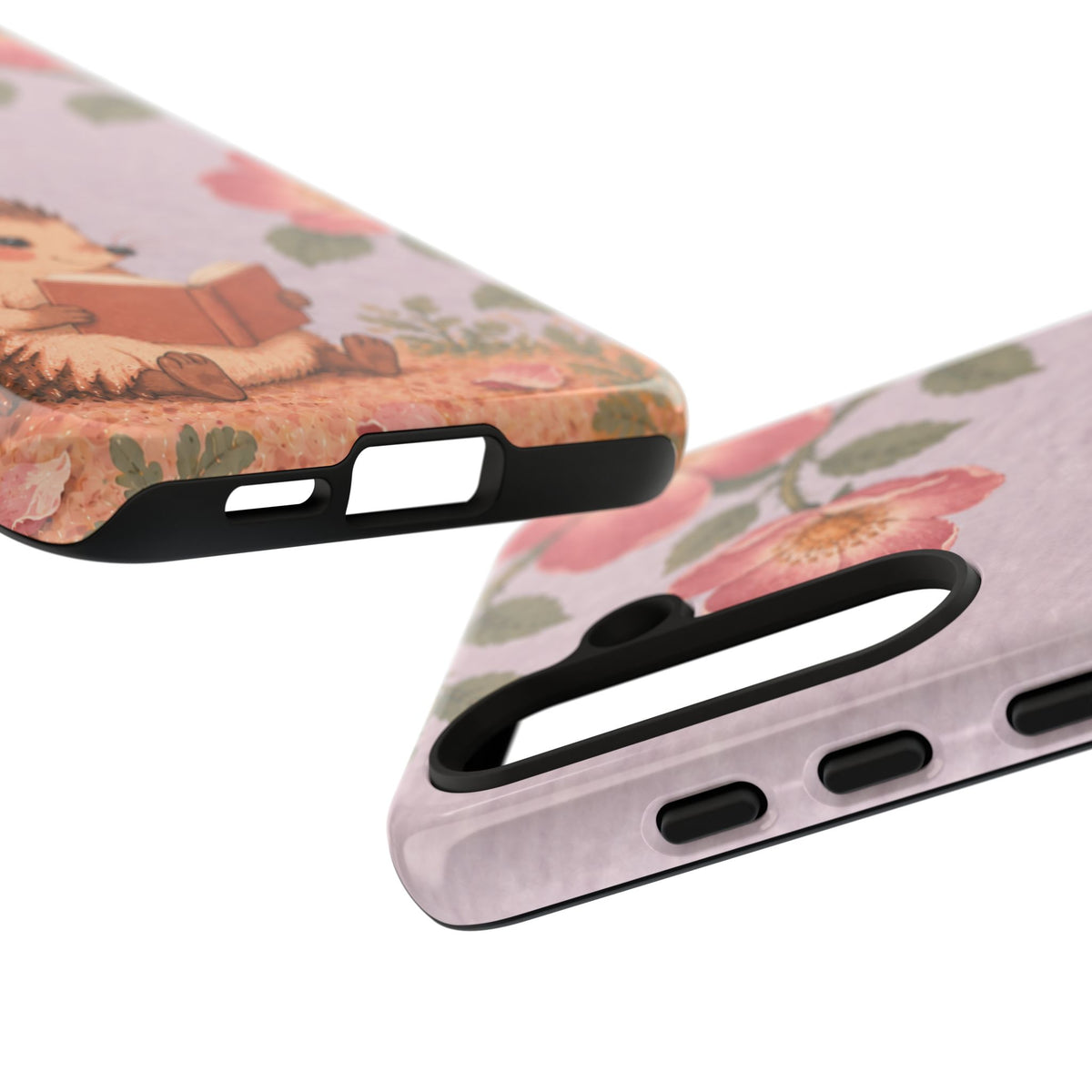 Whimsical Lilac Hedgehog and Wild Rose Phone Case - Purple Phone Case
