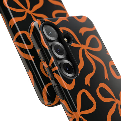 Bold Black and Burnt Orange Bow Pattern Phone Case