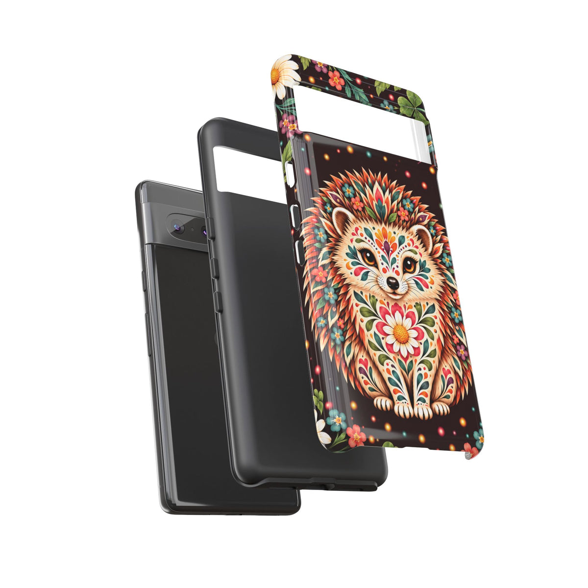 Vibrant Terracotta and Teal Calavera Hedgehog Phone Case - Multicolor Phone Case