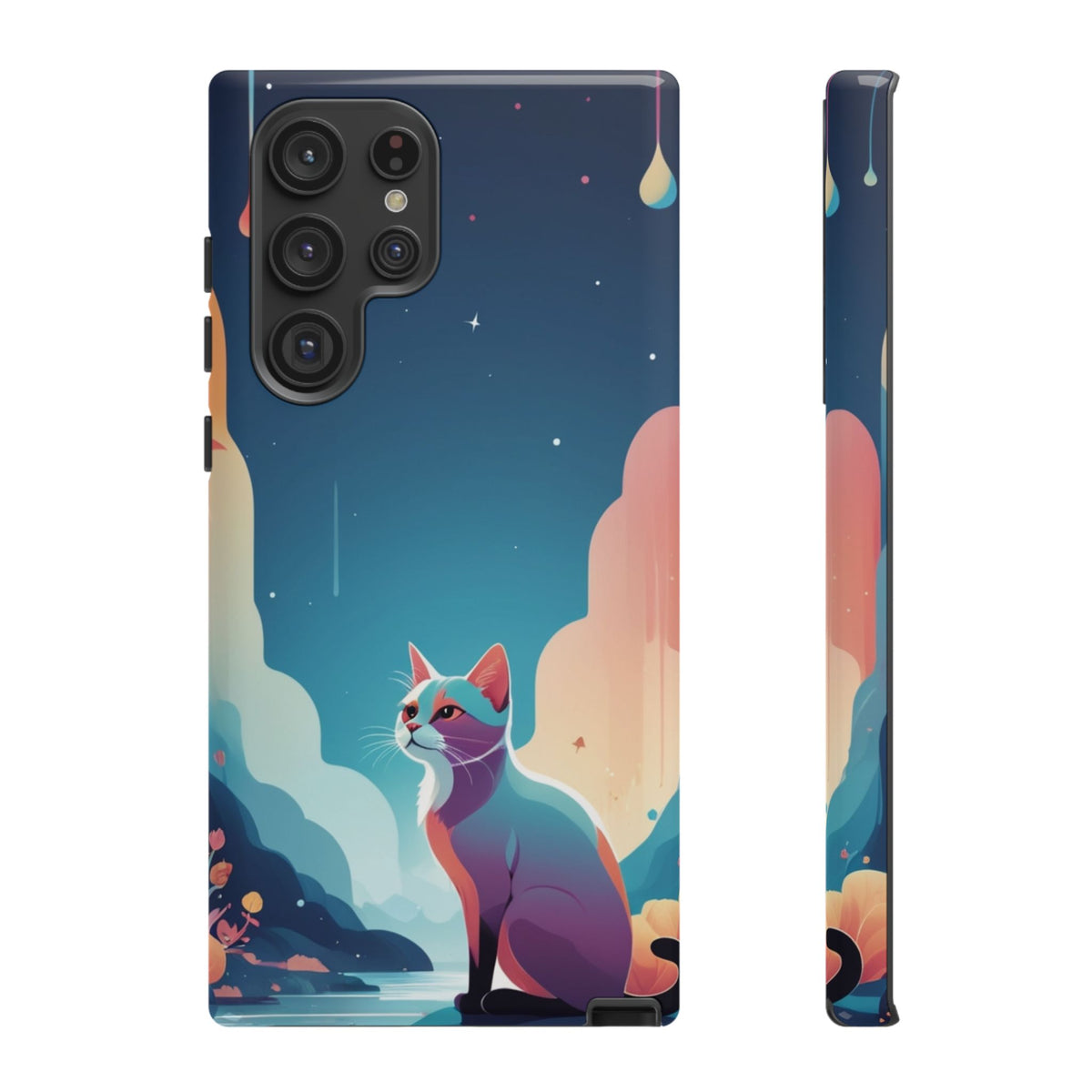Stylised Cat Design Phone Case - Multicolor Phone Case - Samsung Galaxy S22 Ultra / Glossy