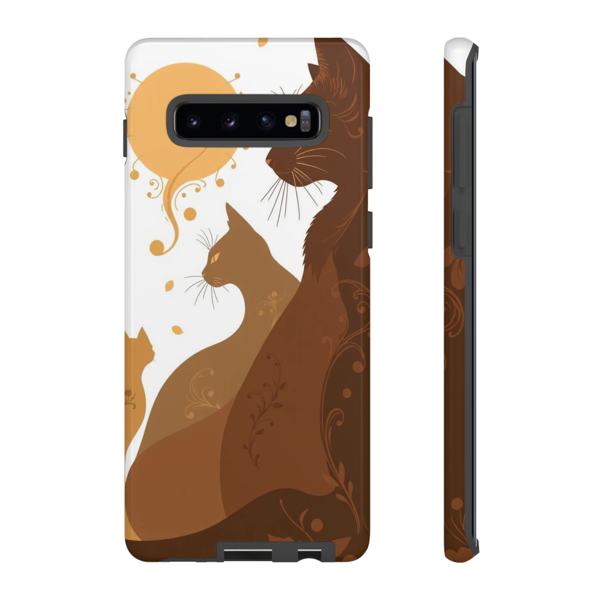 Abstract Cat Pattern Design Phone Case - White Phone Case - Samsung Galaxy S10 Plus / Glossy