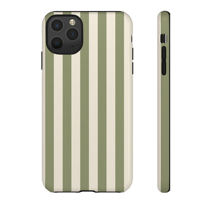 iPhone 11 Pro Max / Glossy Phone Case - ’Olive & Beige Stripe Pattern’ Phone Case