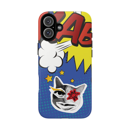 iPhone 16 Plus / Glossy Phone Case - Bold Blue Pop Art Cat Phone Case