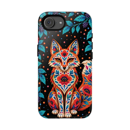 Vibrant Orange and Turquoise Calavera Fox Phone Case - Multicolor Phone Case - iPhone 17e / Glossy