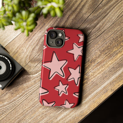 Cherry Red Doodle Star Phone Case
