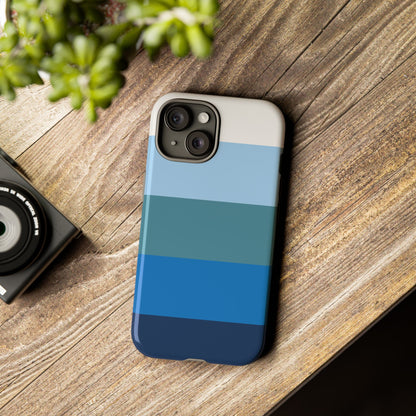 Blue and White Stripe Pattern Phone Case - Blue Phone Case