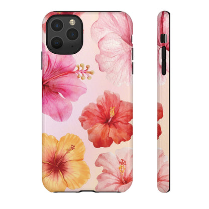 iPhone 11 Pro Max / Glossy Phone Case - ’Pink Hibiscus Pattern #1’ Phone Case