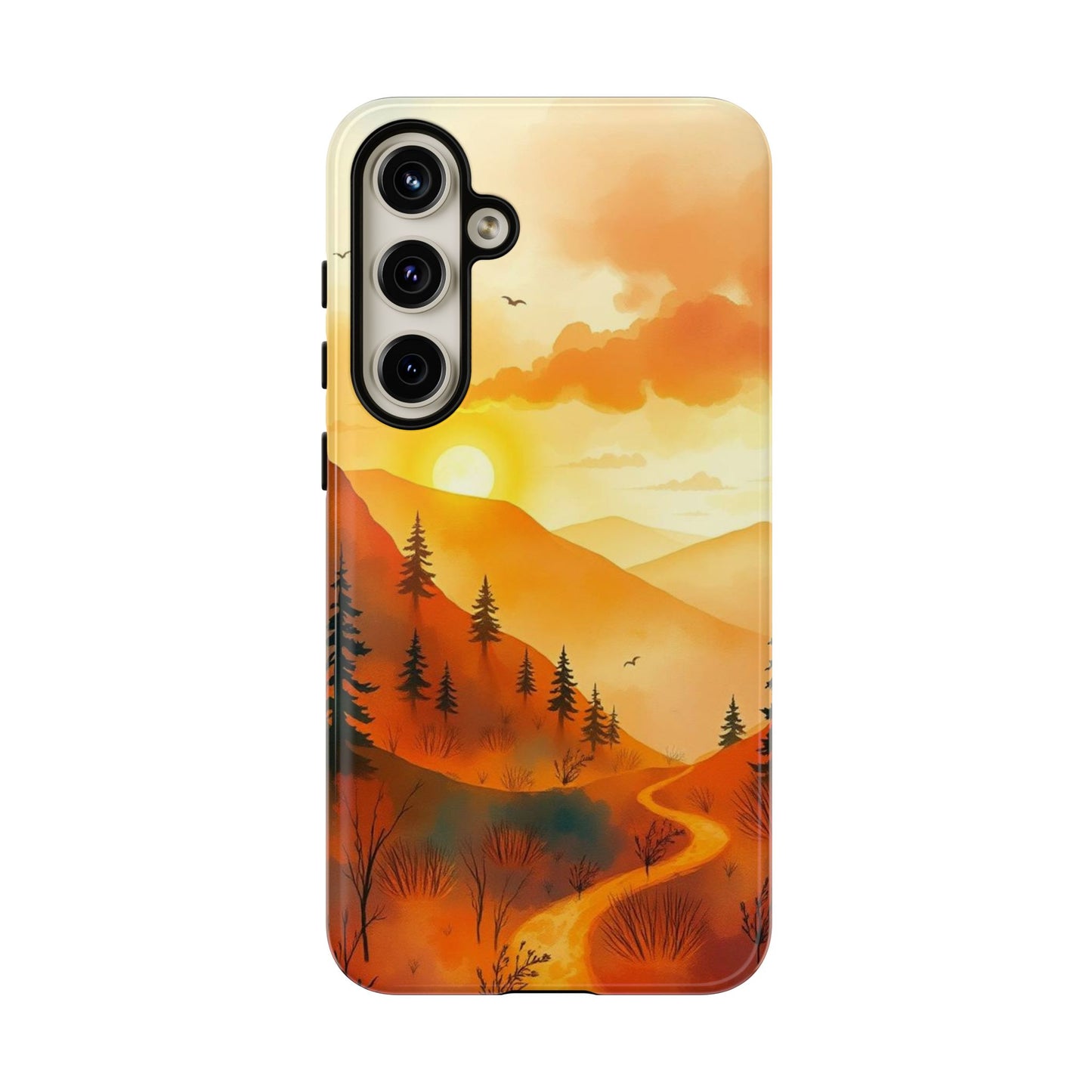 Samsung Galaxy S24 Plus / Glossy Phone Case - Golden Sunset Design Phone Case