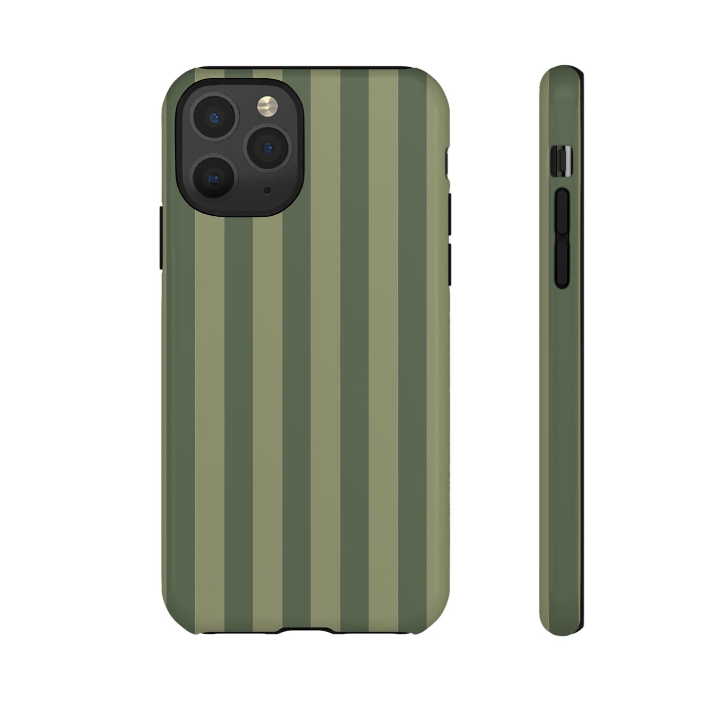 iPhone 11 Pro / Glossy Phone Case - ’Green Stripe Pattern’ Phone Case