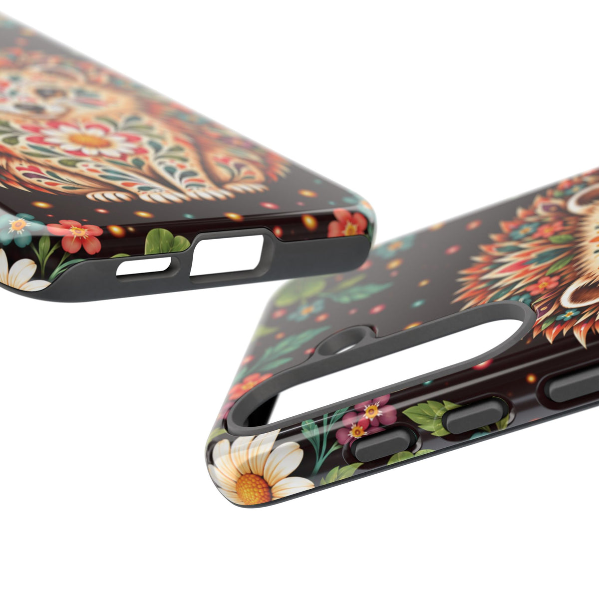 Vibrant Terracotta and Teal Calavera Hedgehog Phone Case - Multicolor Phone Case