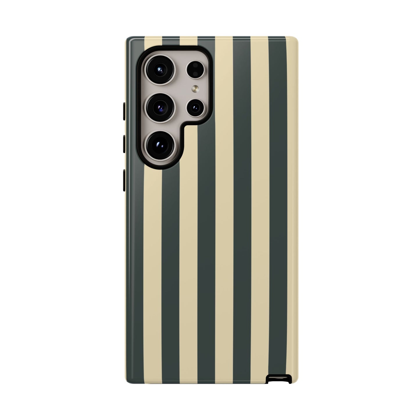 Samsung Galaxy S24 Ultra / Glossy Phone Case - ’Green & Beige Stripe Pattern’ Phone Case