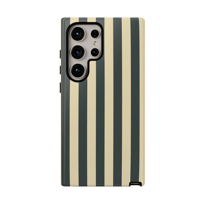 Samsung Galaxy S24 Ultra / Glossy Phone Case - ’Green & Beige Stripe Pattern’ Phone Case