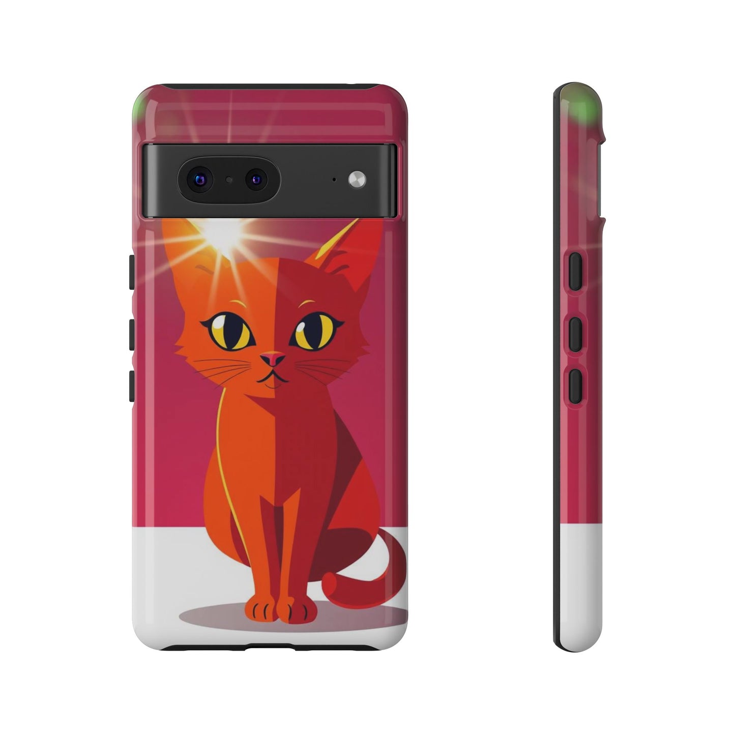 Google Pixel 7 / Glossy Phone Case - Flashing Cat Design Phone Case