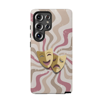 Comedy & Tragedy Masks – Pink Minimal Retro Wave Phone Case - Pink Phone Case - Samsung Galaxy S25 Ultra / Glossy