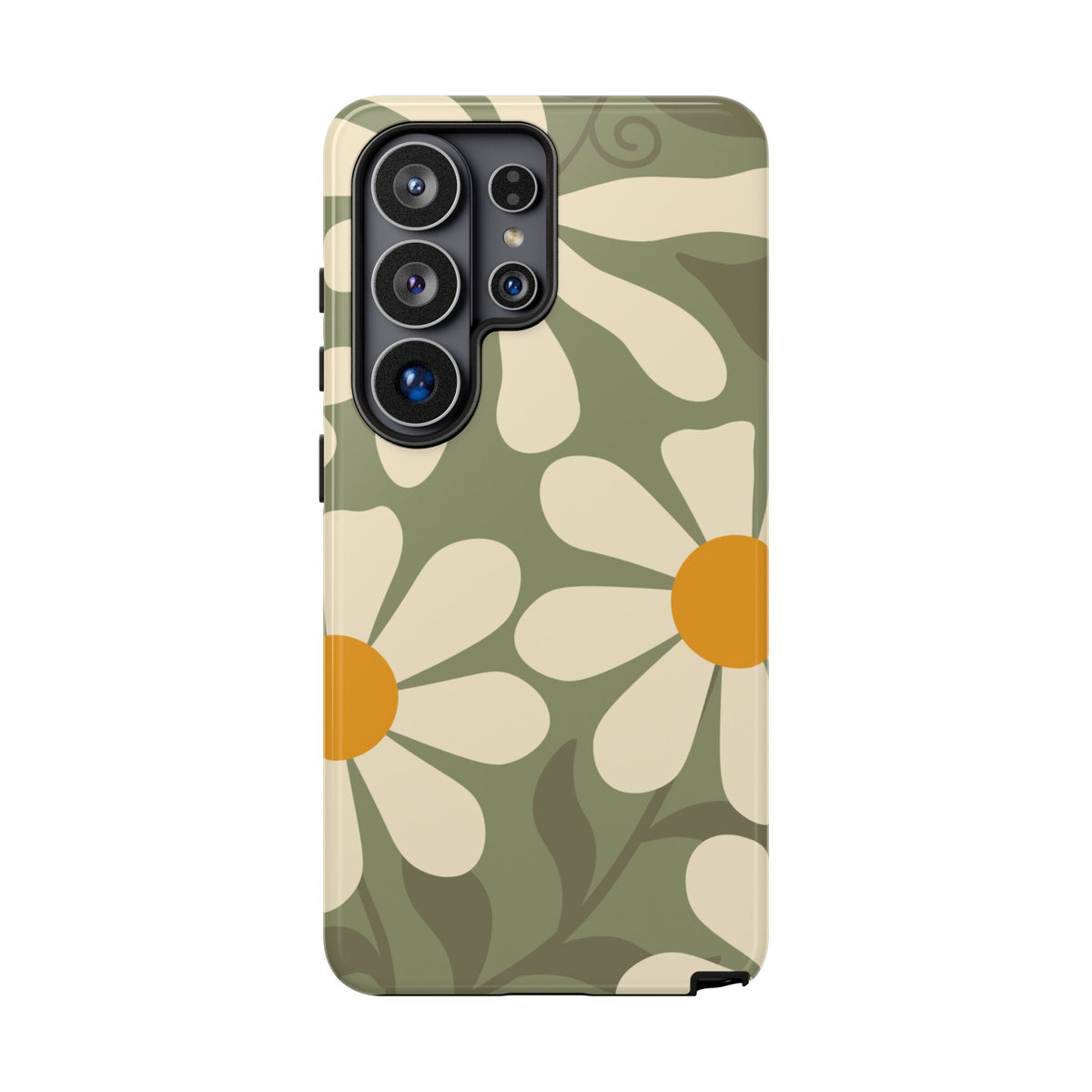 Retro Green Daisy Pattern #2 Phone Case - Green Phone Case - Samsung Galaxy S26 Ultra / Glossy