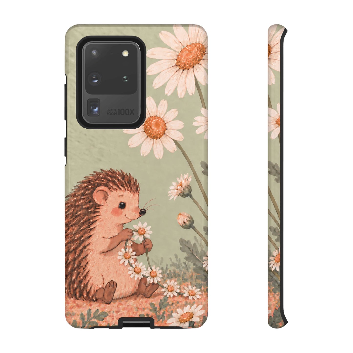 Whimsical Sage Green Hedgehog and Daisy Chain Phone Case - Green Phone Case - Samsung Galaxy S20 Ultra / Glossy