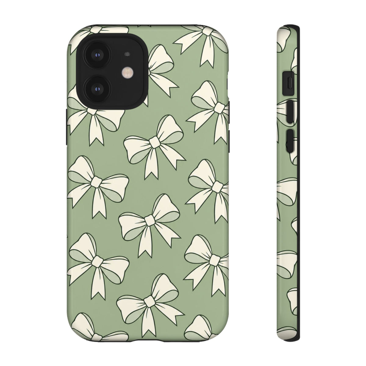 Chic Sage Green Bow Pattern Phone Case