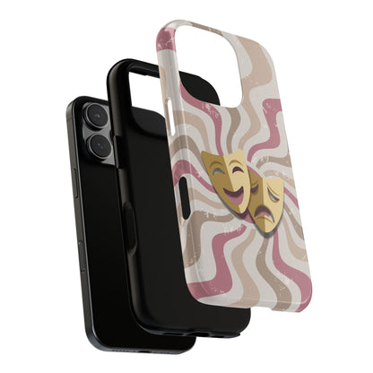 Comedy & Tragedy Masks – Pink Minimal Retro Wave Phone Case - Pink Phone Case