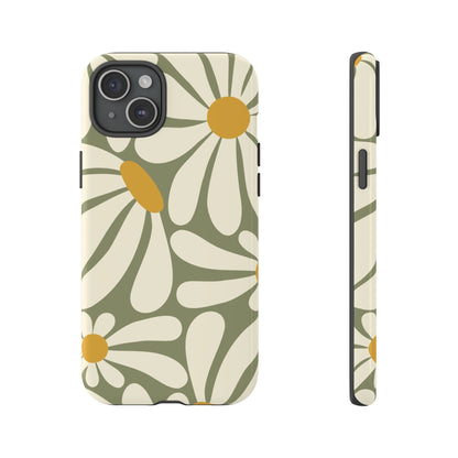 Retro Green Daisy Pattern #1 Phone Case - Green Phone Case - iPhone 15 Plus / Glossy