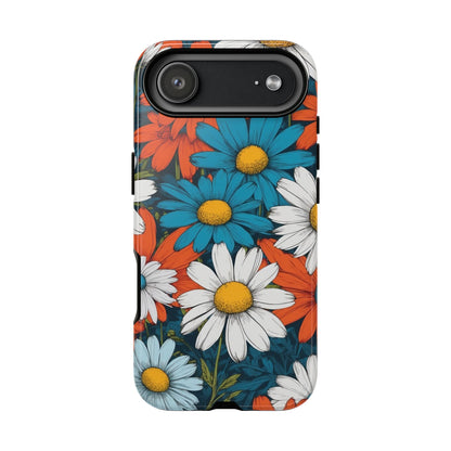 iPhone 17 Air / Glossy Phone Case - Pop Art Daisies Illustration ’Red & Blue’ Phone Case