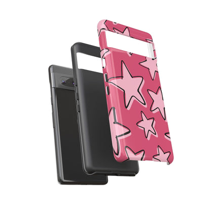 Raspberry Pink Doodle Star Phone Case