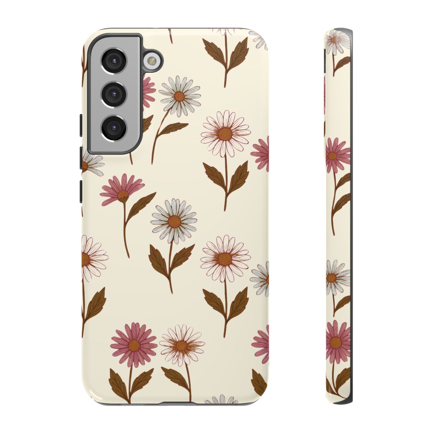 Pretty Cream & Rose Daisy Pattern Phone Case