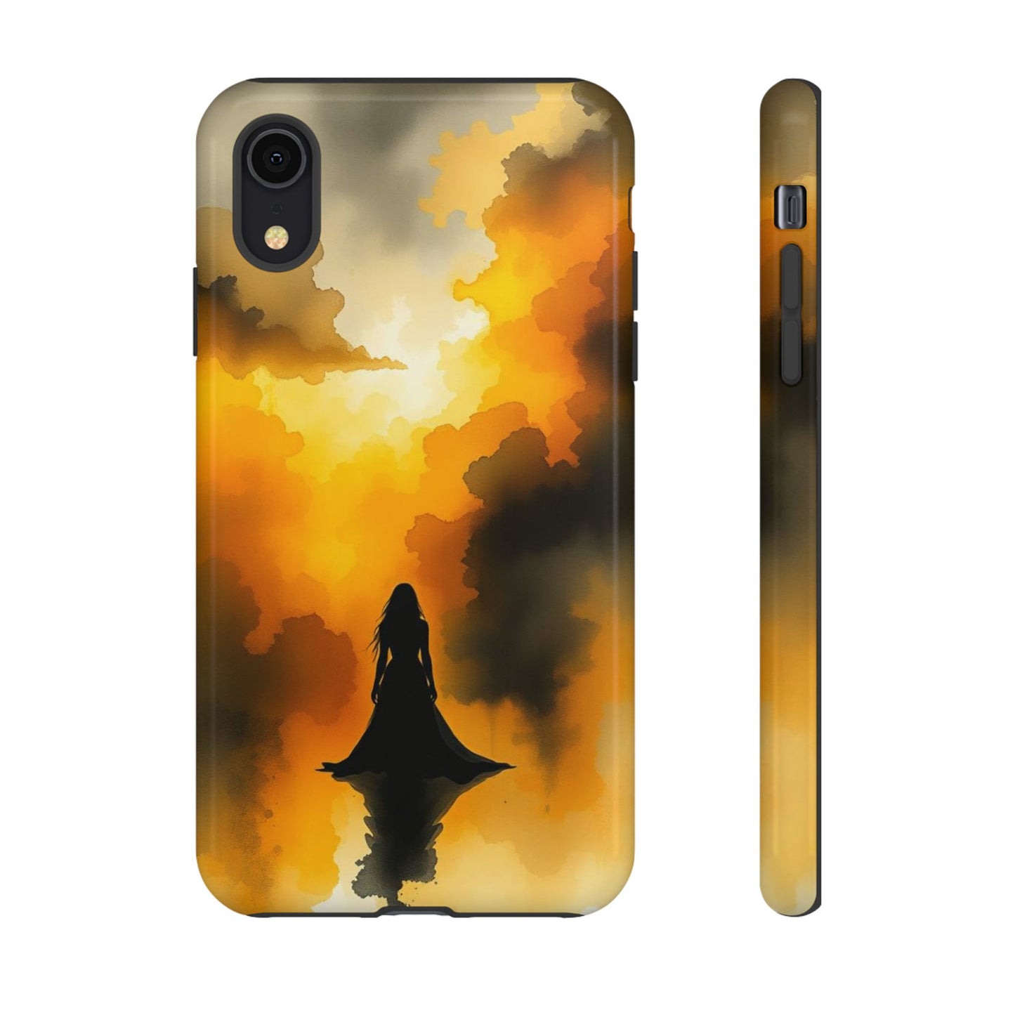 iPhone XR / Glossy Phone Case - Watercolour Gothic Woman in Black Phone Case