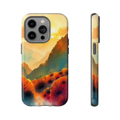 iPhone 14 Pro / Glossy Phone Case - Ideallic Watercolour Sunset Design Phone Case