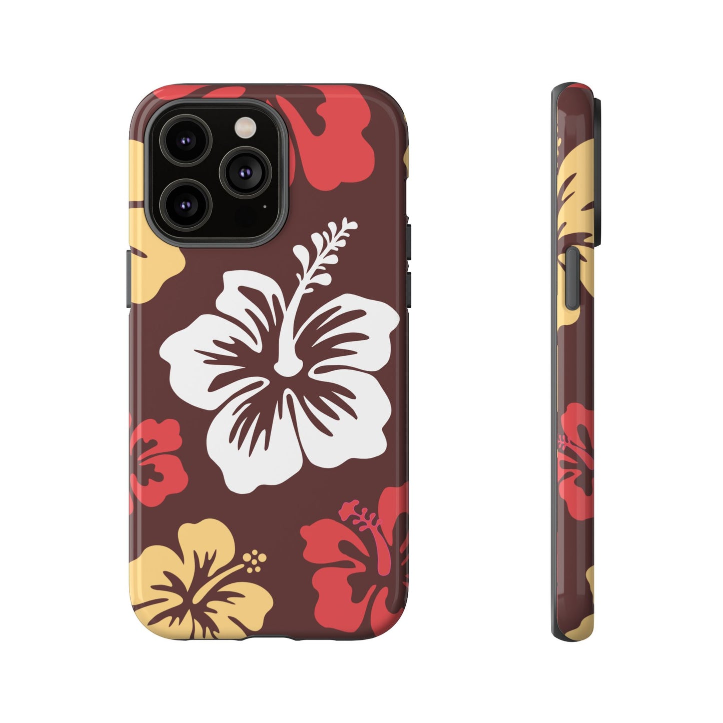 iPhone 14 Pro Max / Glossy Phone Case - ’Hibiscus Retro Pattern #2’ Phone Case