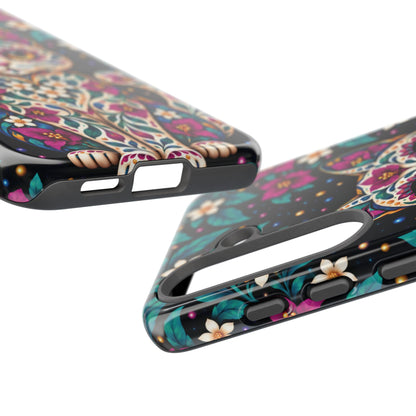 Vibrant Purple and Teal Calavera Cat Phone Case - Multicolor Phone Case