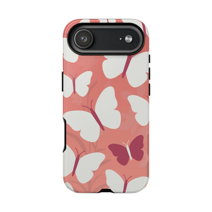 iPhone 17 Air / Glossy Phone Case - Minimalist Pink Butterfly Pattern Phone Case
