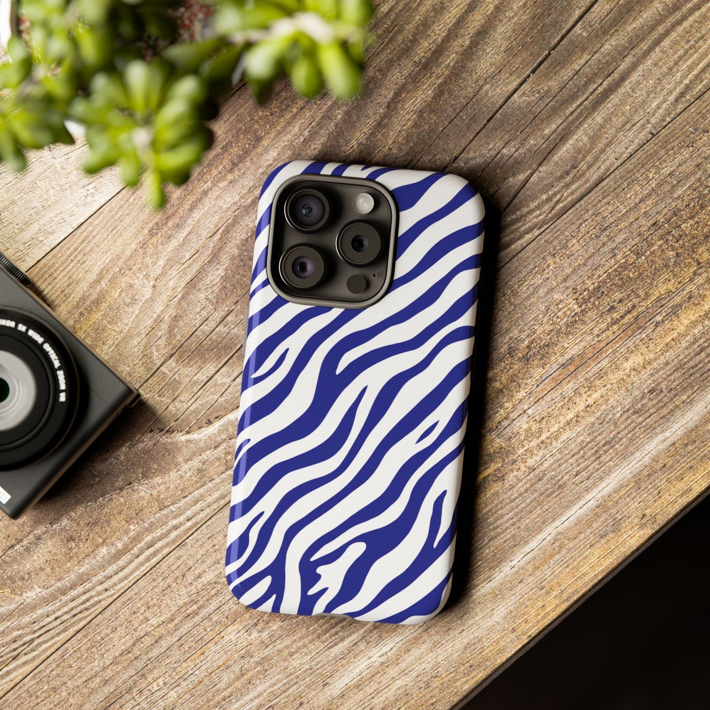 Stylish Electric Blue Zebra Print Phone Case