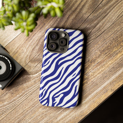 Stylish Electric Blue Zebra Print Phone Case