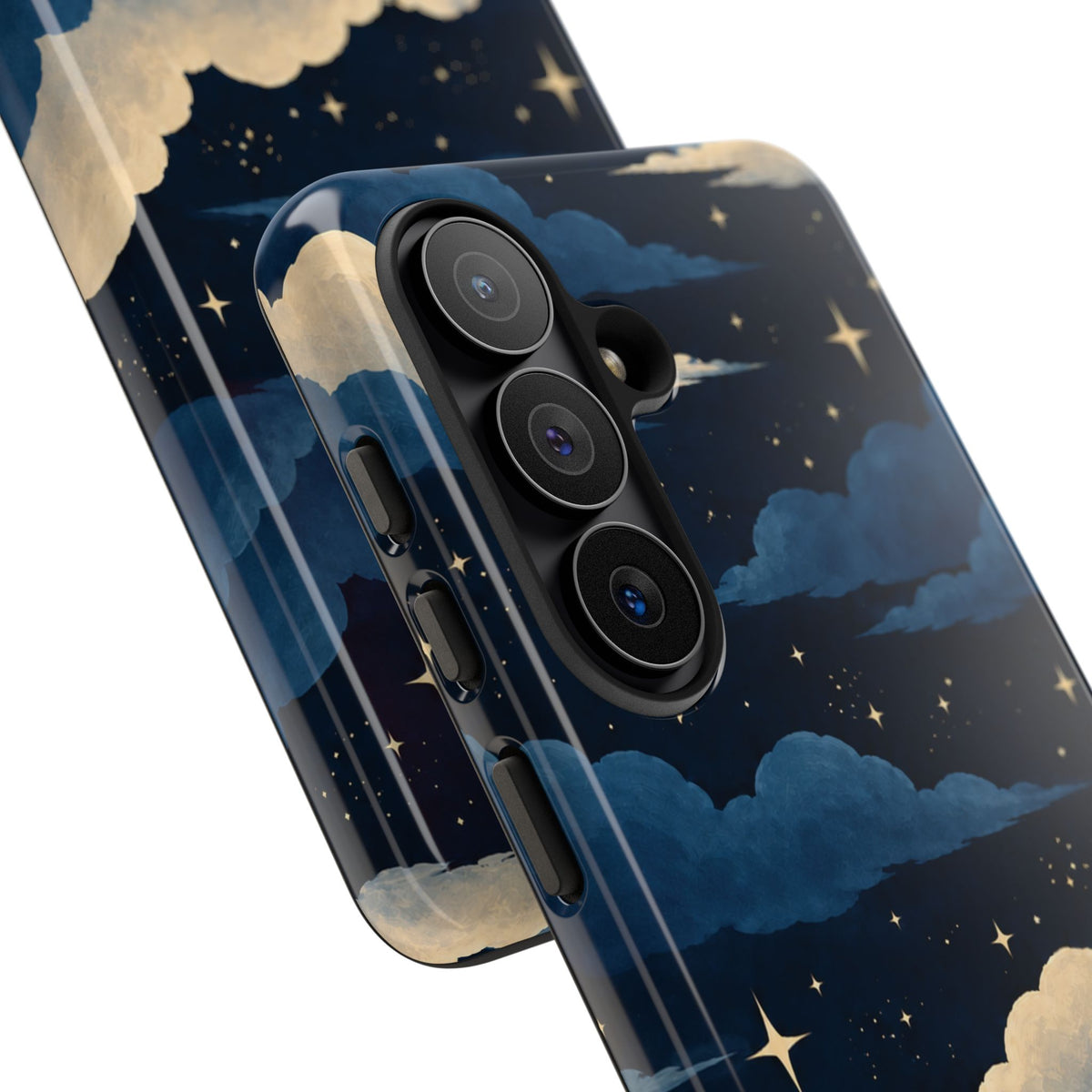 Illustrated Navy Blue Clouds & Stars Phone Case
