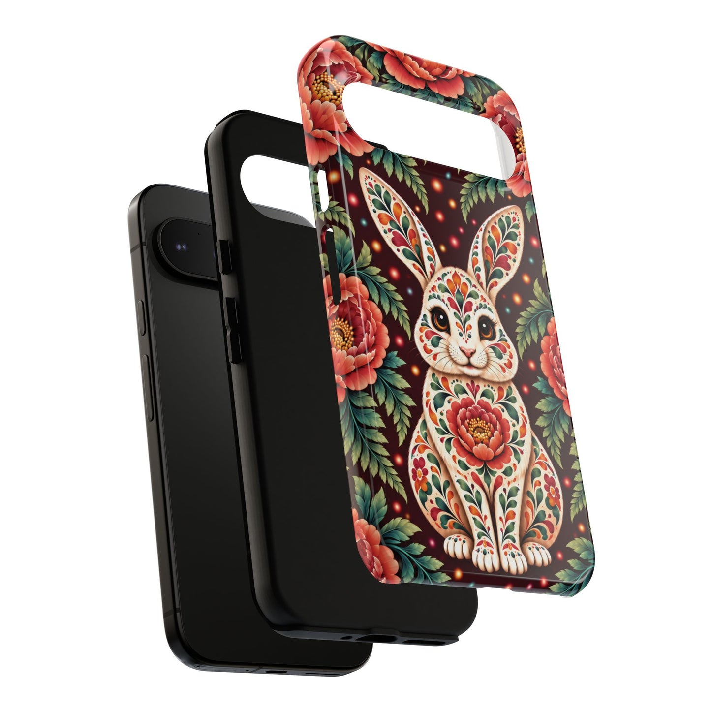 Cute Terracotta and Teal Calavera Bunny Phone Case - Phone Case